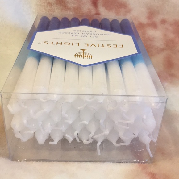 Festive Lights Hanukkah Candle Set of 45 count NWT Variagated Color Bluetowhite - Picture 5 of 10
